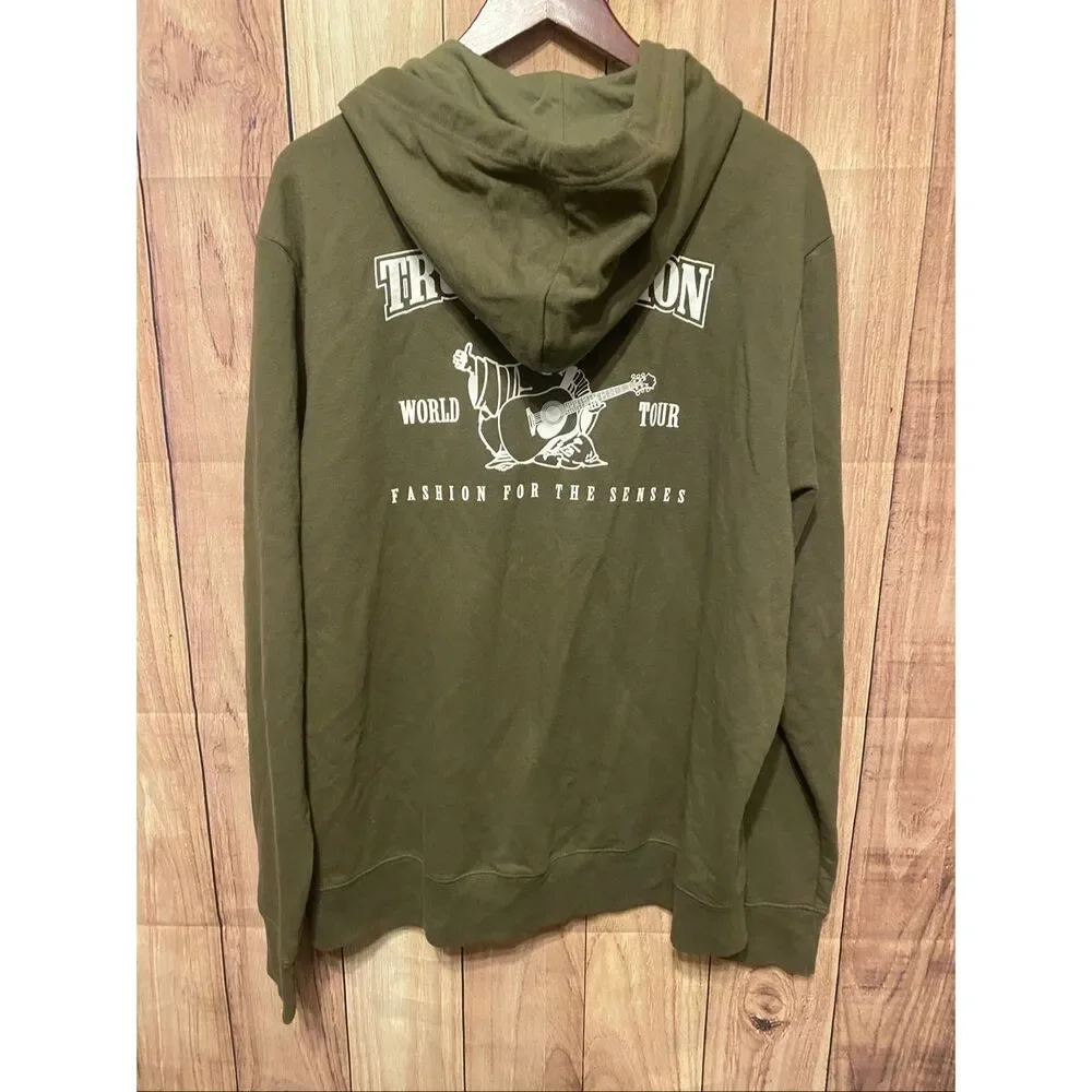 True Religion 3XL green zip up hoodie sweatshirt